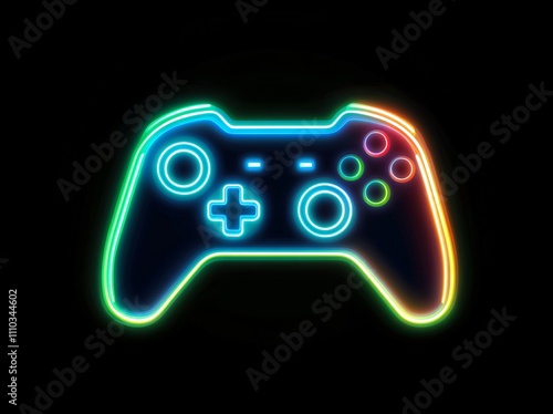 Colorful neon game controller design for mockup and digital art projects
