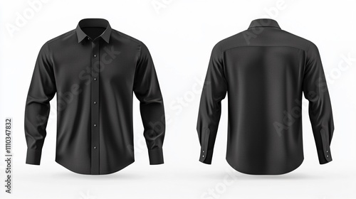 Black long sleeve shirt mock-up showing front and back view on a neutral background