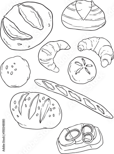 Bread food sketch separated on white. Vector drawing of White, usually known in Europe, America. Food illustration series.