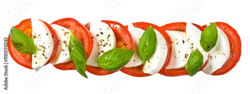 A classic caprese salad with fresh mozzarella, tomatoes, and basil photo