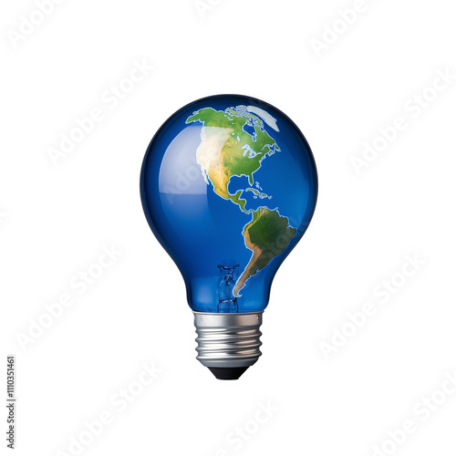 Lightbulb with Earth Inside and Transparent Background for Creative Designs