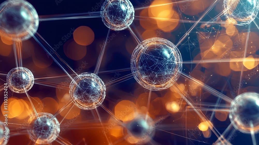 Abstract digital representation of interconnected spheres and particles. Abstract digital representation of interconnected spheres and particles.