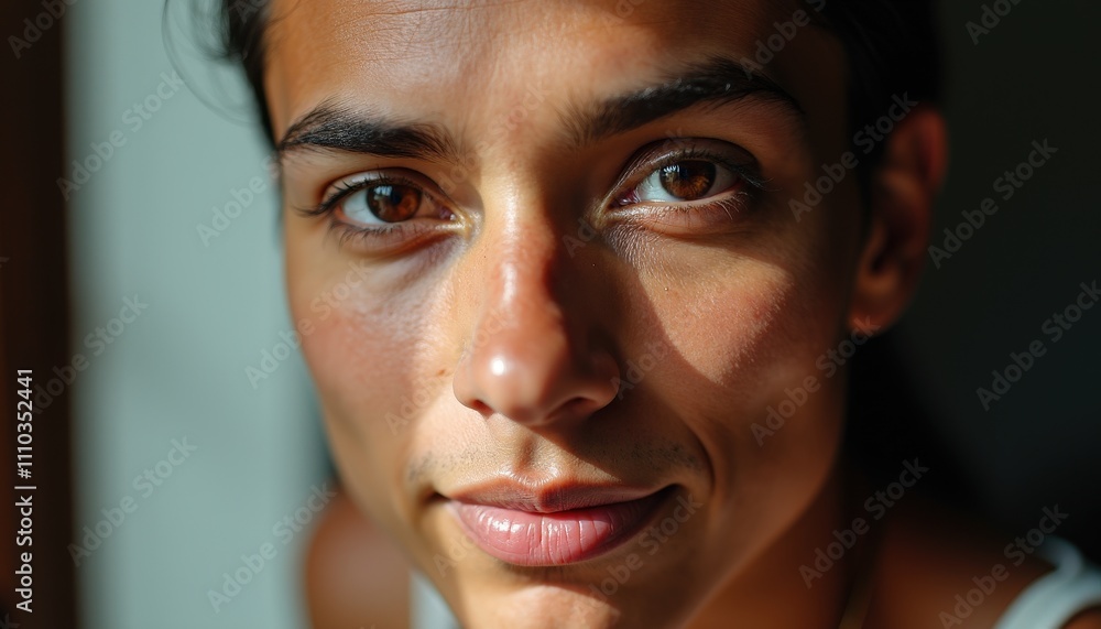 Close-Up Portrait of an HIV Positive Individual with a Hopeful Gaze Reflecting the Inner Strength and Resilience in the Ongoing Battle Against the Disease. Close-Up Portrait of an HIV Positive Individual with a Hopeful Gaze Reflecting the Inner Strength and Resilience in the Ongoing Battle Against the Disease.