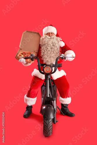 Santa Claus with tasty pizz...