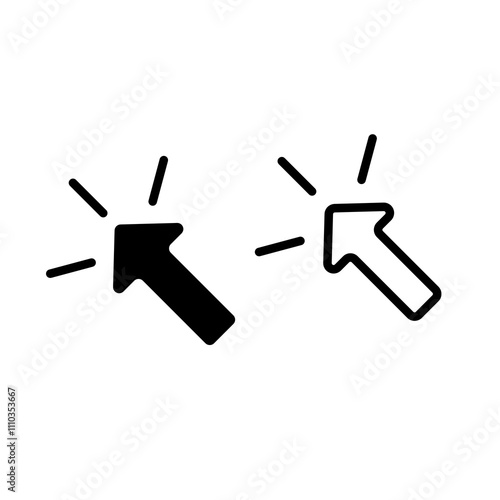 cursor click outline and solid icon set
