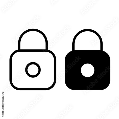 padlock outline and solid icon set