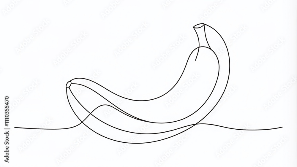 Minimalist Line Art of a Banana Isolated on White Background, One Line Style Vector Illustration for Creative Food Photography and Modern Design Projects Minimalist Line Art of a Banana Isolated on White Background, One Line Style Vector Illustration for Creative Food Photography and Modern Design Projects