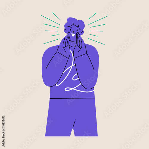Man shouting. Concept inform or announce. Colorful vector illustration