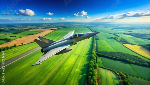 Minimalist Photography of a Kfir Jet in Flight Over a Serene Landscape, Capturing the Essence of Modern Aviation and Nature's Beauty in Perfect Harmony