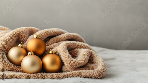 Cozy Christmas Ornaments on Soft Blanket