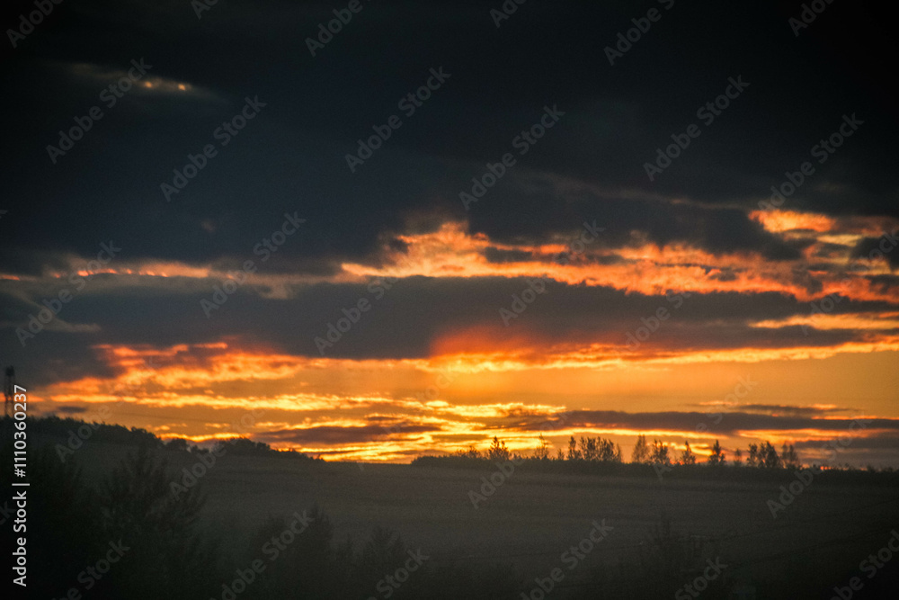 Fototapeta premium sunset over the river