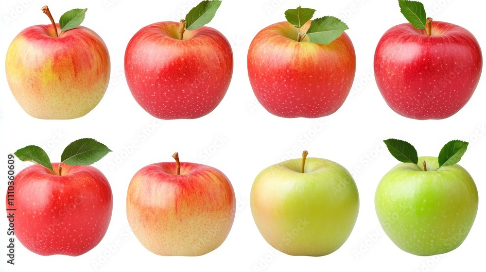 Fresh Red and Green Apples Isolated on White Background Fresh Red and Green Apples Isolated on White Background