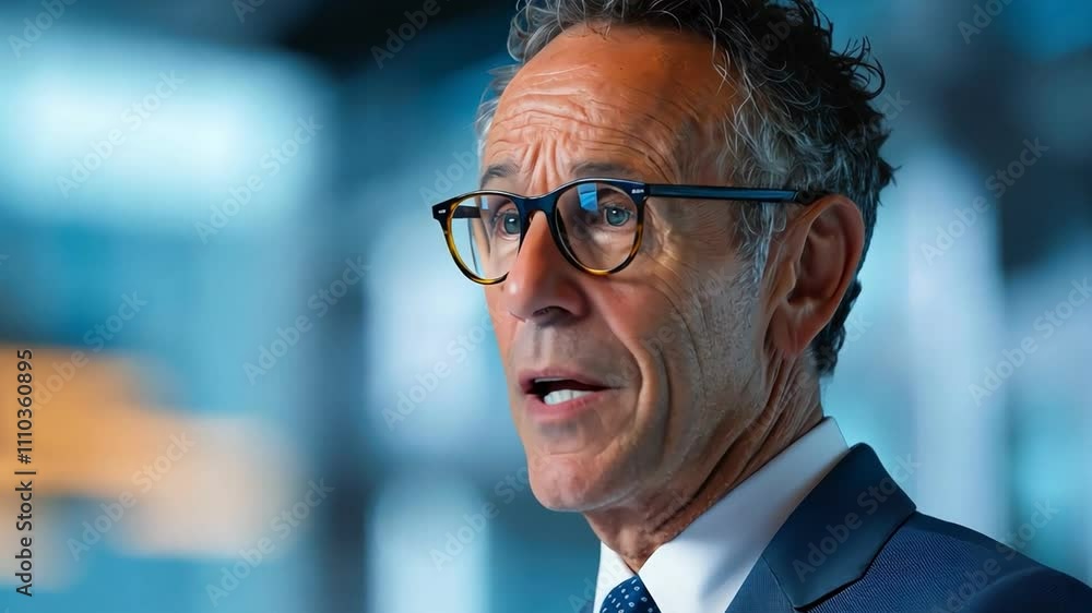 Thoughtful businessman in a suit, looking up with a serious expression, representing professionalism and leadership. Thoughtful businessman in a suit, looking up with a serious expression, representing professionalism and leadership.