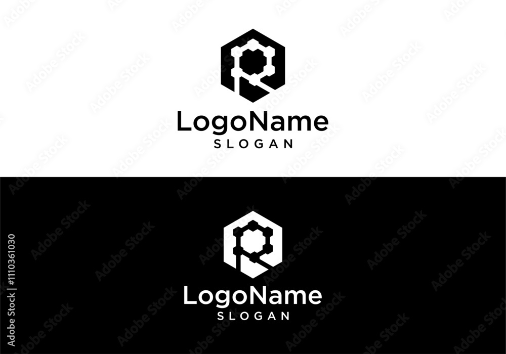 Hexagon Technology Logo icon design with Letter R. Hexagon Technology Logo icon design with Letter R.