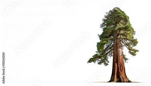 giant sequoia, giant redwood, Sierra redwood or Wellingtonia - Sequoiadendron giganteum - is a coniferous tree native to California USA and are the most massive trees on Earth. Isolated on white