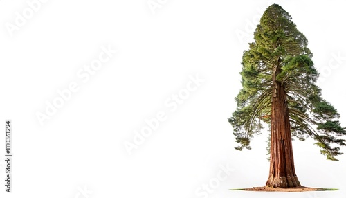 giant sequoia, giant redwood, Sierra redwood or Wellingtonia - Sequoiadendron giganteum - is a coniferous tree native to California USA and are the most massive trees on Earth. Isolated on white
