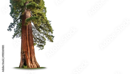 giant sequoia, giant redwood, Sierra redwood or Wellingtonia - Sequoiadendron giganteum - is a coniferous tree native to California USA and are the most massive trees on Earth. Isolated on white