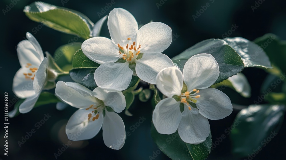A cluster of delicate white flowers blooming in a garden A cluster of delicate white flowers blooming in a garden
