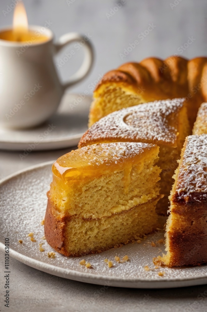 Isolated delicious homemade golden cake with a Crescent moon. Isolated delicious homemade golden cake with a Crescent moon.