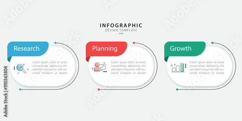 Business infographic template. 3 Step timeline journey. Process diagram, 3 options on white background, Infograph elements vector illustration.