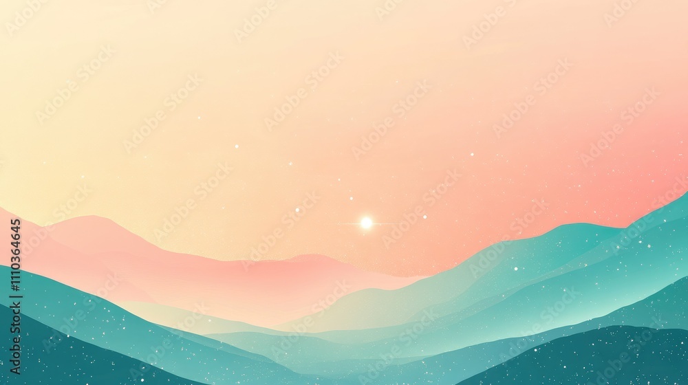 Stylized cosmic design with scattered stars glowing on a pastel sky fading gently through tranquil hues Stylized cosmic design with scattered stars glowing on a pastel sky fading gently through tranquil hues