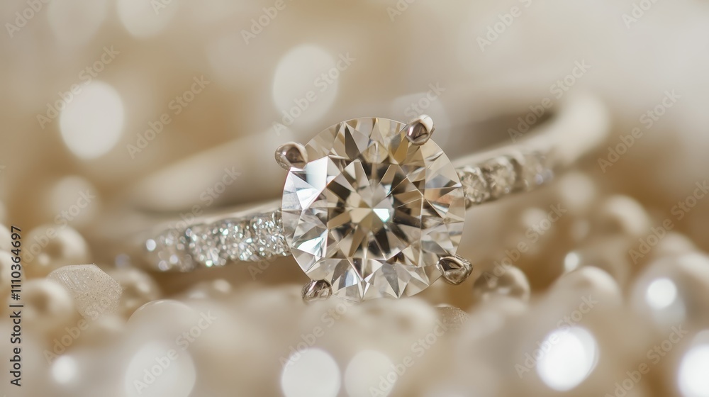 Sparkling Diamond Ring on Pearls Sparkling Diamond Ring on Pearls