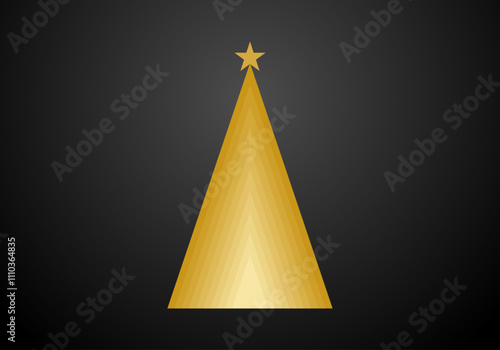 Árbol de navidad dorado con estrella en fondo negro