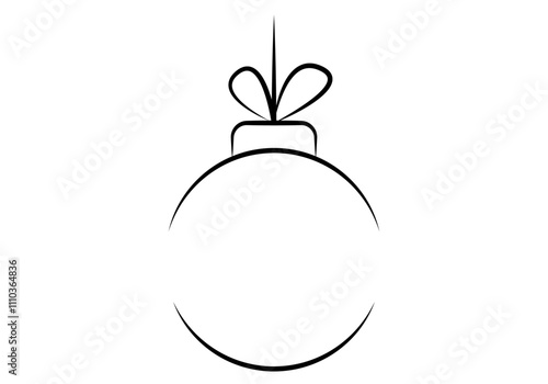 Icono negro de bola de navidad con trazo
