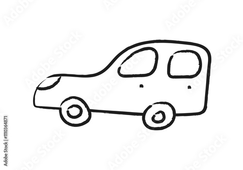 Coche y furgoneta dibujada con trazo negro de pincel