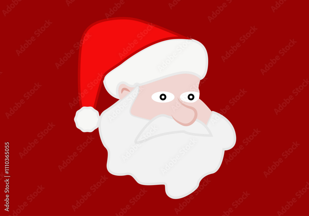 Cabeza de Santa Claus o Papa Noel con barba en fondo rojo Cabeza de Santa Claus o Papa Noel con barba en fondo rojo