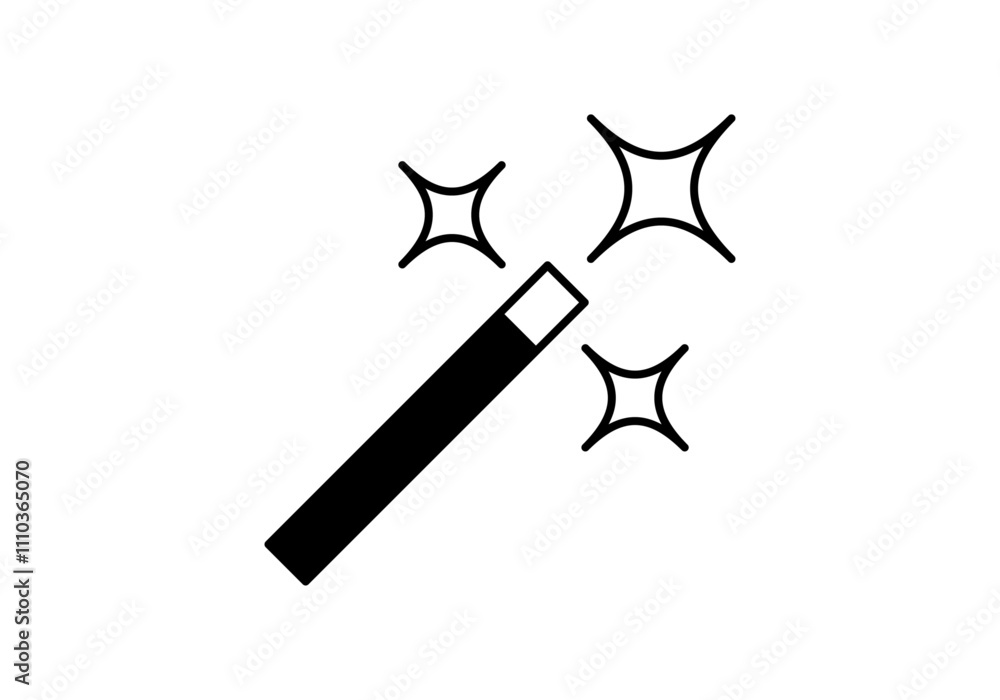 Icono negro de varita mágica de programa de edición Icono negro de varita mágica de programa de edición