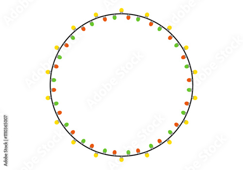 Círculo de luces de navidad verde, roja y amarilla