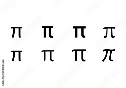 Hoja de iconos de número pi en fondo blanco