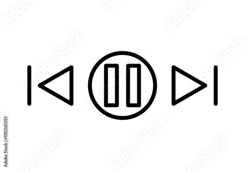 Icono negro de botón de pause o play con adelantar o atrasar