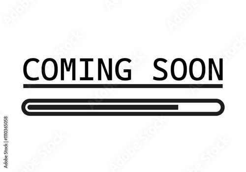 Icono negro de barra de carga con palabra muy pronto o coming soon