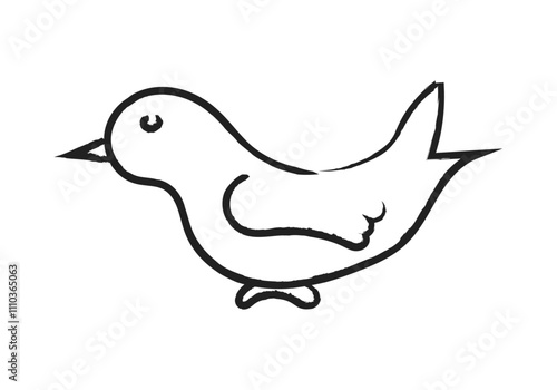 Dibujo de pájaro hecho con trazado negro de pincel