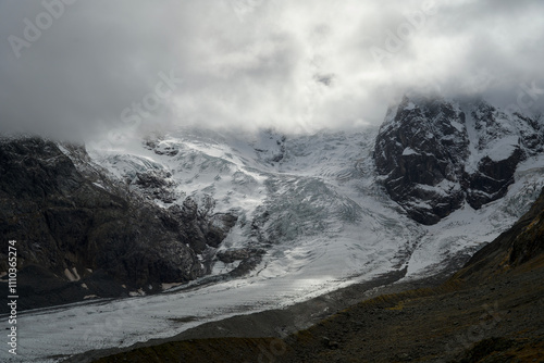 Valley of Morteratsch (Pontresina, Engadin) with the Morteratsch glacier in the background photo