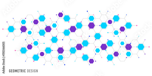 Genetic engineering and molecular structure, hexagon DNA network, science chemical and biotechnology concept, innovation technology, healthcare, and medicine design.