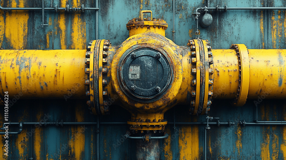 yellow pipe at the enterprise close-up yellow pipe at the enterprise close-up