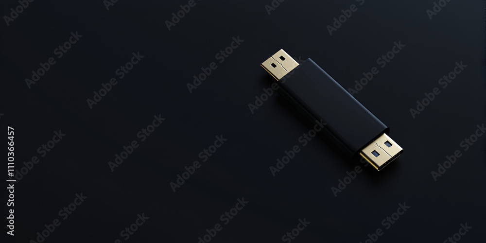 Fototapeta premium Minimalist Black USB Flash Drive on Dark Background