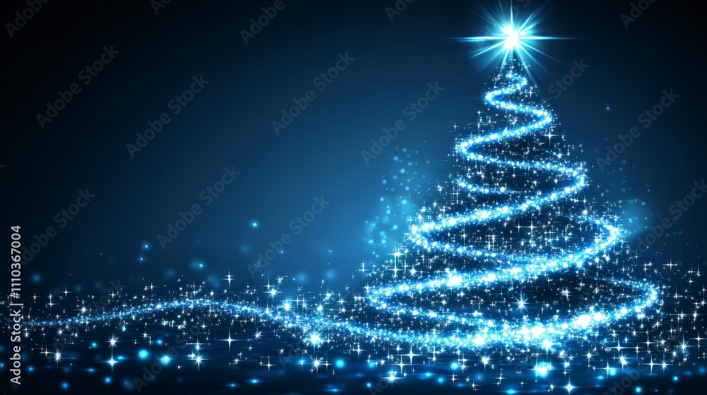 Sparkling Blue Christmas Tree Festive Holiday Background Sparkling Blue Christmas Tree Festive Holiday Background