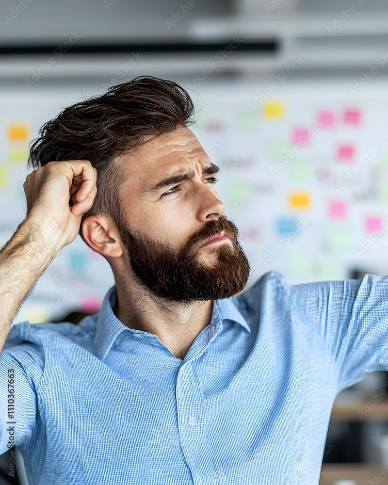 Obraz premium Thoughtful man pondering in a creative workspace