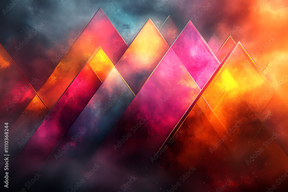 Abstract geometric shapes in bright colors create a dynamic visual composition. Abstract geometric shapes in bright colors create a dynamic visual composition.