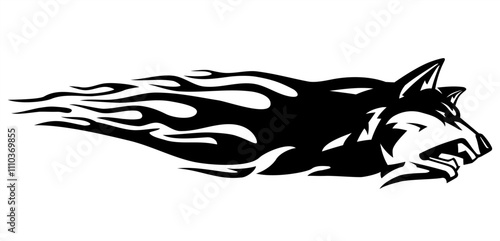 Wolf Blaze Fury, Abstract Ink Design Illustration