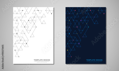 Abstract covers and brochures with geometric backgrounds of polygon shape patterns