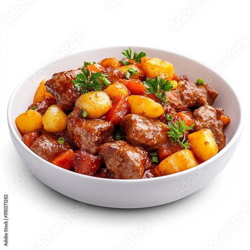 Appetizing Homemade Brazilian Piro Side Dish on White Background