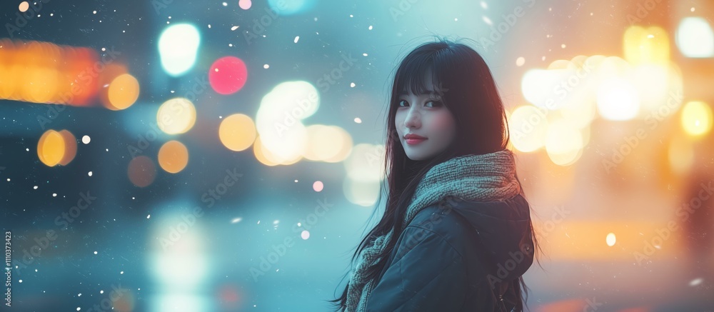 クリスマスデートを楽しむ日本人美少女