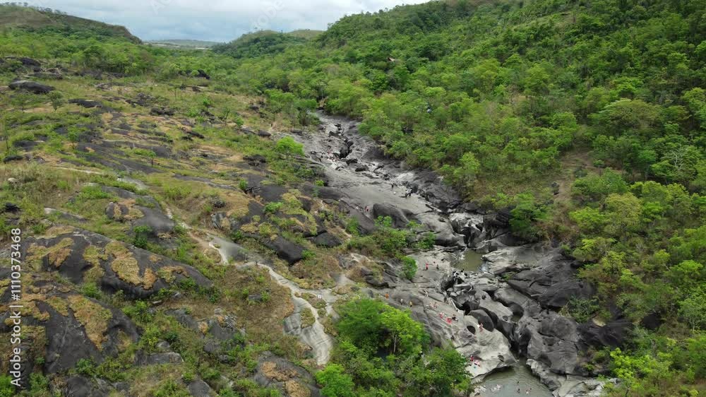 slow approach with drone over vale da lua in chapada dos veadeiros slow approach with drone over vale da lua in chapada dos veadeiros