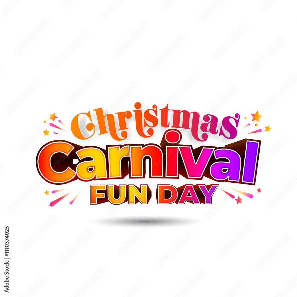 Obraz premium Christmas carnival. Christmas day fun, family party and celebration concept. 3d typography isolated on white background.