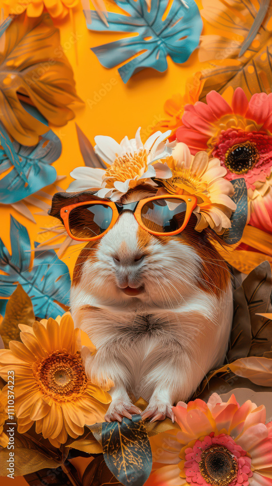 Guinea Pig Retro Vibes - Groovy Poster